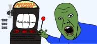 arm bait clothes demoralize frog gambling green_skin open_mouth pepe seethe slot_machine soyjak text variant:yurjak // 962x442 // 20.9KB