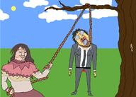 azumanga_daioh bloodshot_eyes glasses hanging kimura lynching open_mouth variant:bernd variant:chudjak yukari_tanizaki // 2100x1500 // 747.9KB