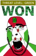 ahegao burundi country emerald flag flag:burundi gem glasses green green_eyes hair looking_up open_mouth schlog_color_event soyjak soyjak_blog star_(symbol) stubble teeth text threat_level_green variant:cobson won // 721x1115 // 181.3KB