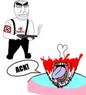 2soyjaks blood bone firearm full_body glasses gore gun holding_gun holding_object holding_shotgun i_hate mustache open_mouth shotgun soyjak speech_bubble stubble subvariant:dean suspenders text tongue tranny variant:bernd variant:chudjak weapon yellow_teeth // 2326x2548 // 558.3KB