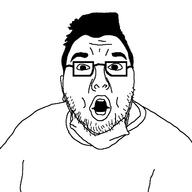 clothes ear facemask glasses hair nikocado_avocado open_mouth soyjak stubble template variant:cadojak // 717x716 // 19.5KB