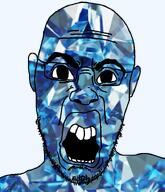 angry big_eyes big_lips buck_teeth disgusted ear gem gem_skin glasses open_mouth soyjak stubble transparent_background variant:halojak // 620x720 // 390.9KB