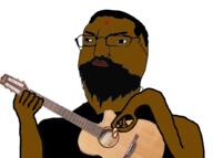 angry arm beard bindi brown_skin clothes glasses guitar hair hand holding_guitar holding_instrument indian instrument music playing_instrument soyjak subvariant:feralsquirrel trend:squirreljakking tshirt variant:chudjak variant:feraljak // 1034x768 // 281.5KB