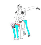 bloodshot_eyes chud crying meta:tagme monster open_mouth pistol riding rope soyjak suicide tongue variant:bernd variant:chudjak // 1816x2008 // 499.5KB