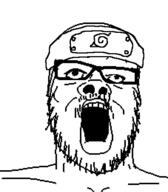 anime forehead_protector glasses headband konohagakure_symbol naruto_(series) open_mouth soyjak stubble variant:a24_slowburn_soyjak // 454x520 // 6.7KB