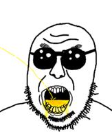 crooked_teeth glasses oh_my_god_she_is_so_attractive open_mouth piss soyjak stubble variant:volcanojak // 677x799 // 18.6KB