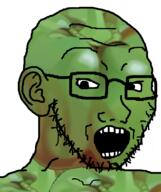 gimp gimp_(photo_manipulation_program) glasses green_is_my_pepper looking_down open_mouth pepper soyjak stubble swede_(artist) variant:soyak // 632x756 // 169.7KB