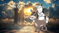 animal cloud donkey gate going_to_heaven_on_a_mule heaven riding sitting smile subvariant:emmanuel subvariant:wholesome_soyjak sun sunrise variant:gapejak // 1200x673 // 1.2MB