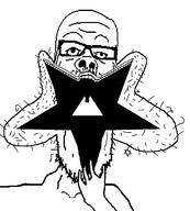 arm glasses hand horror judaism mustache open_mouth soyjak star star_of_david stubble variant:a24_slowburn_soyjak // 1312x1452 // 97.1KB