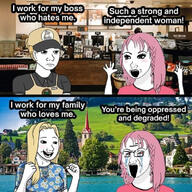 bloodshot_eyes crying daddy's_girl female glasses hair open_mouth pink_hair soyjak stretched_mouth stubble variant:soyak // 680x680 // 179.1KB