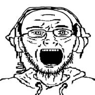 alternate clothes dj glasses headphones historical history hoodie lore open_mouth proto-soyjak soyjak stubble variant:unknown // 800x800 // 41.0KB