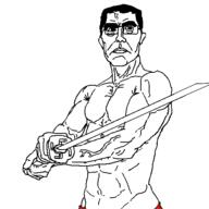 artist:qqlive chud glasses hair katana muscle_chud muscles muscular_guy muscular_male nas strong subvariant:muscular_chud swastika sword variant:chudjak // 500x500 // 32.9KB