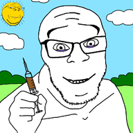 background cloud drugs eye_bags glasses grass hand heroin needle sky smile stubble subvariant:wholesome_soyjak sun variant:feraljak variant:gapejak white_skin wrinkles // 1024x1024 // 350.1KB