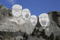 beard glasses irl_background mount_rushmore mountain open_mouth smile soyjak stubble united_states variant:a24_slowburn_soyjak variant:gapejak variant:hot_sauce variant:markiplier_soyjak // 1200x800 // 1.4MB