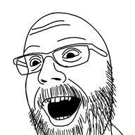 beard chuck_wendig glasses open_mouth soyjak variant:unknown // 960x960 // 51.1KB