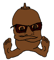 arm bald bbq bbq_(user) bbq_sauce brown_eyes brown_skin condiment crossed_arms foot full_body glasses hand leg looking_at_you no_stubble nose sitting subvariant:condiment tinted_glasses transparent_background variant:feraljak wrinkles // 600x669 // 23.1KB