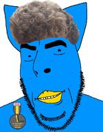 acne badge beak blue_skin cat_ear closed_mouth hair no_glasses series:unfunnycreature soyjak stubble twitter unfunny_creature variant:cobson zoomer zoomer_hair // 775x991 // 348.4KB