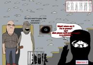 bug cage drawn_background grandma grandpa granny granny_(game) namefag_drama ninja painting spider stairs subvariant:chudjak_front text variant:chudjak variant:cobson variant:gapejak video_game warrior-z_(user) // 2000x1403 // 682.6KB