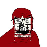 angry flag flag:ironland glasses hair ironland jacksepticeye looking_at_you magnify micronation mustache open_mouth soyjak stubble teeth united_states variant:feraljak youtube // 1500x1500 // 158.7KB