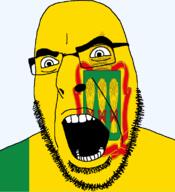 crown flag flag:penza_oblast full_head glasses hair looking_to_the_right oblast open_mouth penza_oblast russia soyjak stubble teeth text transparent transparent_background variant:cobson wheat // 721x789 // 123.6KB