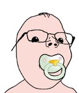 baby glasses hair pacifier small_eyes soyjak subvariant:baby_gapejak variant:gapejak white_skin // 603x710 // 52.7KB