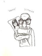 angry anime arm art biting black_and_white bloodshot_eyes body_pillow cum drawfag drawing fleshlight full_body glasses gooner hand ink meta:soytober meta:soytober2024 muscles rotten_teeth stubble variant:slitherjak // 1536x2048 // 1.4MB