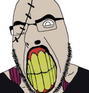 angry clenched_teeth glasses meta:tagme nemesis resident_evil scar soyjak stubble variant:cobson white_skin yellow_teeth // 676x707 // 89.6KB