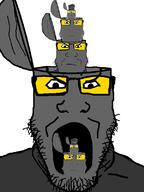 angry arm closed_mouth glasses grey_skin hand head_box multiple_soyjaks open_mouth pointing pointing_at_viewer soot soot_colors soyjak soyjak_party stubble variant:markiplier_soyjak // 600x800 // 131.2KB