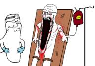 2soyjaks arm blood bloodshot_eyes closed_eyes closed_mouth clothes crying dead doctor frown glasses glove hand head_mirror holding_object intravenous_drip its_over leg open_mouth soyjak sproke stitch stretched_mouth stubble subvariant:sprokejak surgery text variant:soyak // 653x455 // 47.8KB