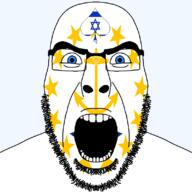 anchor angry beard blue_eyes facial_mark flag flag:israel flag:rhode_island forehead_mark glasses hair israel looking_at_you open_mouth queen_of_spades rhode_island soyjak spade star_(symbol) star_of_david state stubble subvariant:cobson_front2 subvariant:spadeson thick_eyebrows united_states variant:cobson // 800x800 // 65.3KB