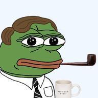 amphibian bald brown_hair closed_mouth clothes coffee collared_shirt father frog green_skin hair lips looking_at_you mug nas nas:pepe necktie pepe_the_frog pipe transparent_background // 1223x1219 // 307.4KB