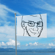 3d animated ear flag glasses makesweet smile smug soyjak stubble variant:soyak waving // 400x300 // 659.6KB
