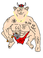 aryan axe fatass irony pagan pagankike pagankike_wearing_crucifix_and_shirt pagans_worship_horsecock_kek subvariant:impish_ameriaryan subvariant:impish_amerimutt traced trend:aryan variant:impish_soyak_ears viking viking_helmet // 450x600 // 106.7KB