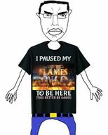 angry arm belt closed_mouth clothes ear flames_of_war glasses hair hand i_paused_my isis islamic_state soyjak swastika text tshirt variant:chudjak // 1386x1726 // 1.4MB