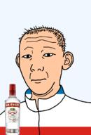 1864 alcohol bottle closed_mouth clothes crimea ear flag flag:crimea hair neutral russia smirnoff soyjak text track_suit transparent transparent_background ukraine variant:kuzjak vodka white_skin // 810x1192 // 117.8KB