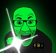 clothes federal_bureau_of_investigation flash flashlight glasses glowing glownigger green_skin holding_object open_mouth soyjak stubble text trend:glowie variant:el_perro_rabioso // 427x400 // 90.9KB