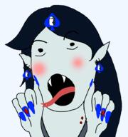 adventure_time blue_hair blush cartoon cartoon_network ear earring fangs forked_tongue gunther gunther_(adventure_time) hand ice_king marceline_abadeer no_nose open_mouth painted_nails penguin pointy_ears queen_of_spades small_eyes soyjak spade subvariant:slutson tongue vampire variant:cobson // 852x911 // 70.4KB