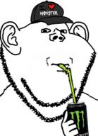 cap clothes drinking drinking_straw energy_drink hat monster_energy variant:impish_soyak_ears // 448x621 // 107.4KB