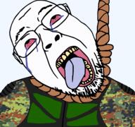 bloodshot_eyes crying glasses hanging military rope soyjak stalker stubble suicide variant:bernd video_game // 1677x1569 // 644.5KB