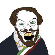 angry balding beard bettino_ricasoli brown_hair clothes green_eyes hair italy meta:tagme mustache soyjak variant:feraljak yellow_teeth // 1500x1500 // 162.1KB