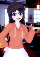 BRIMMIEST_COMMENTS_SECTION☣️☣️☣️_DO_NOT_ENTER☣️☣️☣️ arm avengers background breasts clothes female glasses hair hand hoodie koikatsu koikatsu_party necklace open_mouth pose smile soyjak variant:soytan // 252x352 // 119.8KB