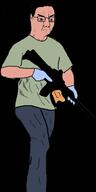 angry arm clothes firearm glasses glove gun hair hand holding_gun holding_object holding_rifle kyle_rittenhouse leg rifle soyjak sweating tshirt variant:chudjak weapon white_skin // 800x1600 // 59.6KB