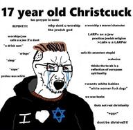 bloodshot_eyes brown_hair christianity clothes crying glasses hair heart hoodie i_love judaism meme soyjak star_of_david stubble text variant:soyak zoomer // 706x693 // 354.3KB