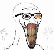 eye eyebrows glasses gums hand meta:low_resolution op_is_a_retarded_lazy_faggot_for_not_tagging_his_own_shit rotten_teeth soyjak stubble subvariant:wewjak teeth variant:soyak yellow_sclera // 640x591 // 15.8KB