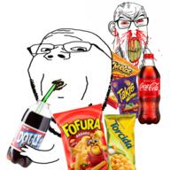 angry arm blood bloodshot_eyes brazil cheetos coca_cola cracked_teeth dolly_cola dolly_guaraná drinking fofura goyslop holding_bottle holding_object nosebleed red_eyes subvariant:feralrage subvariant:wholesome_soyjak takis torcida variant:feraljak variant:gapejak // 497x497 // 260.8KB