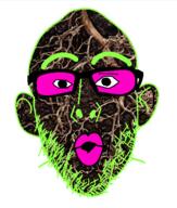 ear glasses green_hair lips open_mouth pink_eyes root stubble variant:nojak // 443x523 // 212.0KB