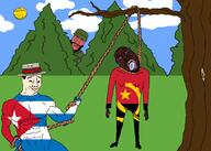 africa angola angry boater brown_skin countrywar crying cuba cuba_vs_angola fidel_castro flag:angola flag:cuba glasses gusano holding_rope meta:tagme mountain muscular_male nigger rope smug soyjak stubble variant:bernd variant:chudjak // 2100x1500 // 328.2KB