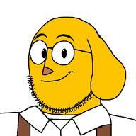 closed_mouth dog ear glasses hotdiggedydemon janny nose smile stubble suspenders variant:weirdpenis yellow_skin // 900x900 // 57.1KB