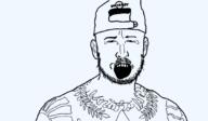 arm cap clothes hat open_mouth soyjak stubble variant:unknown // 1080x628 // 93.2KB