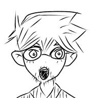 clothes ear glasses hair omori open_mouth soyjak stubble variant:unknown // 500x500 // 59.3KB